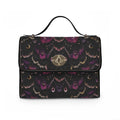 Dark Purple Moth Wing Pattern Waterproof Canvas Bag | Floral Boho Satchel