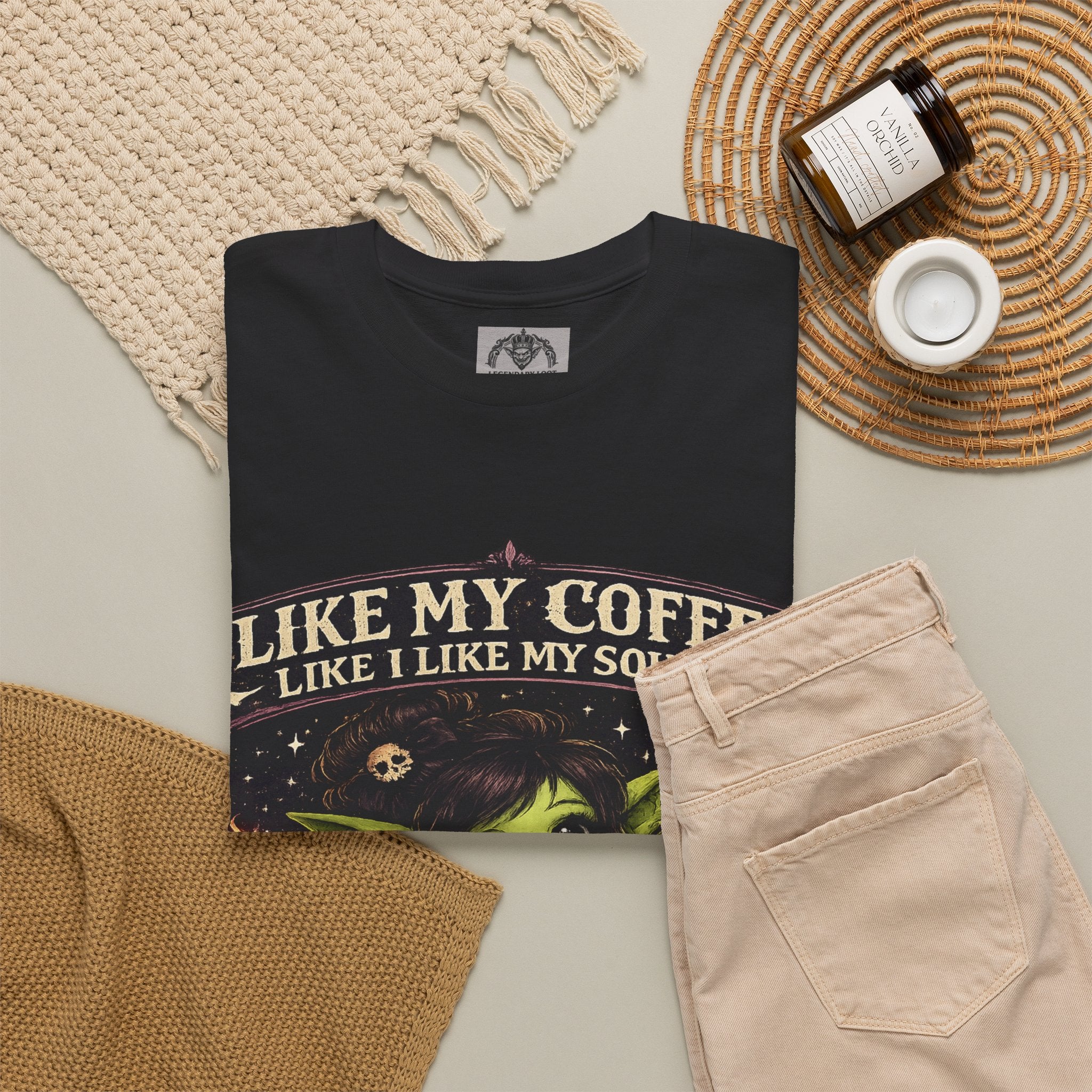 Like My Coffee Tee — "Like My Coffee Like I Like My Souls: Dark and Consumed Daily" Gothic Graphic T-Shirt