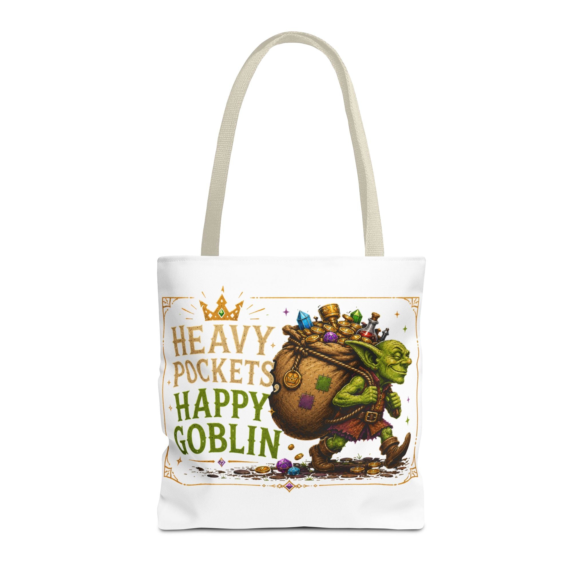 Heavy Pockets Happy Goblin Tote Bag — Fantasy Goblin Illustration Reusable Shopper