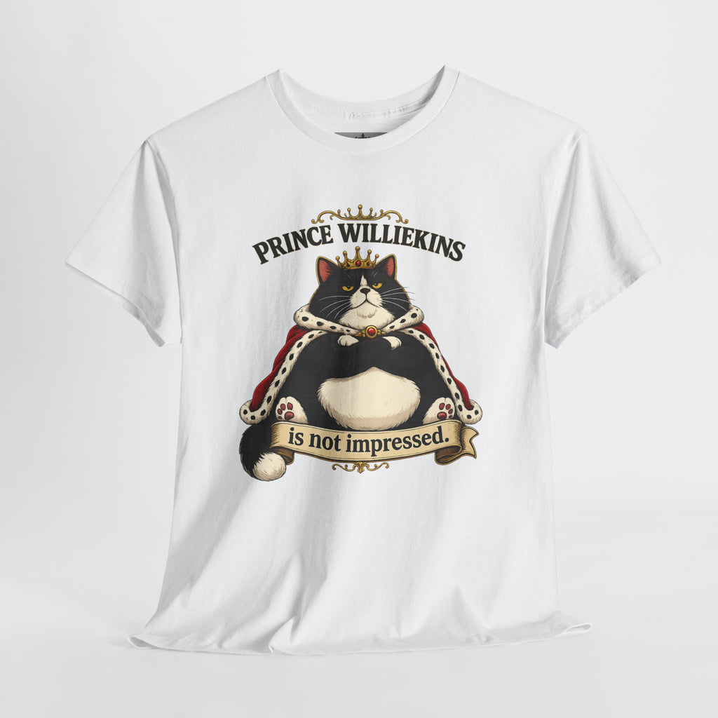 Cat T-Shirt — “Prince Williekins Is Not Impressed” Royal Cat Graphic Tee
