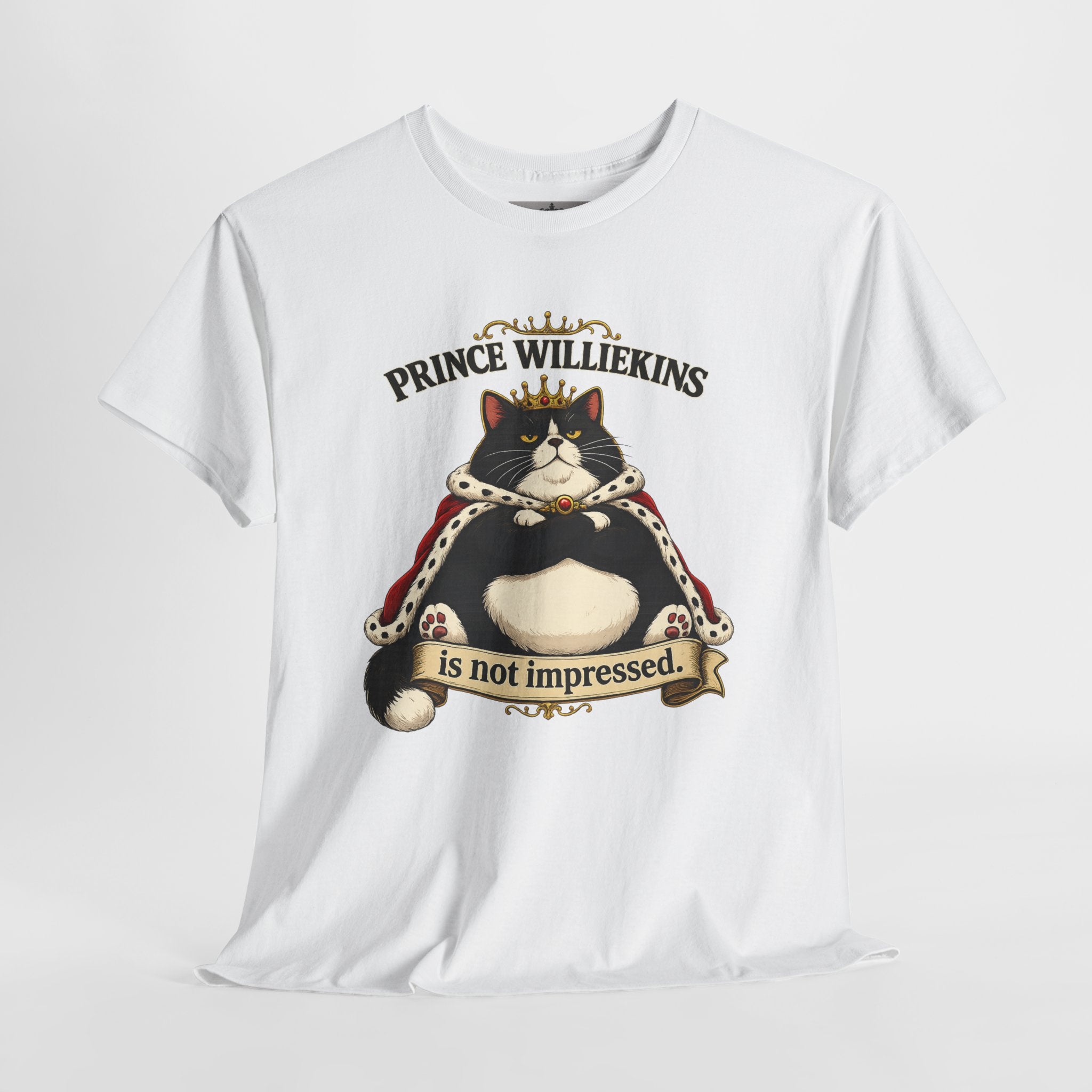 Cat T-Shirt — “Prince Williekins Is Not Impressed” Royal Cat Graphic Tee