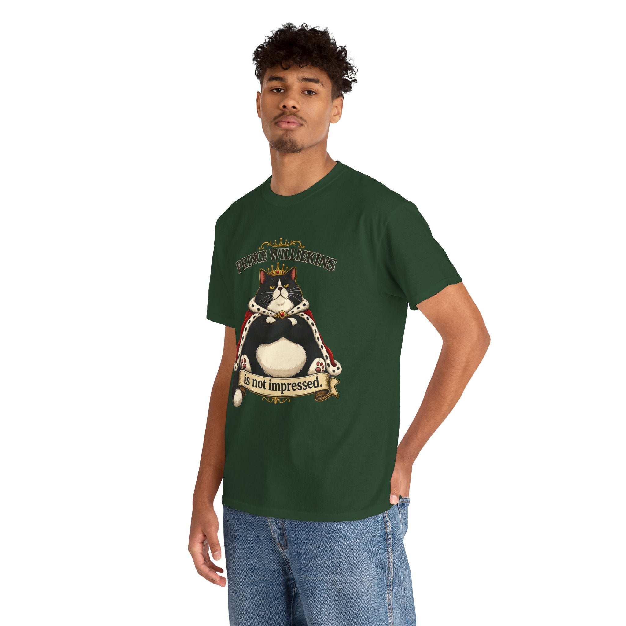 Cat T-Shirt — “Prince Williekins Is Not Impressed” Royal Cat Graphic Tee