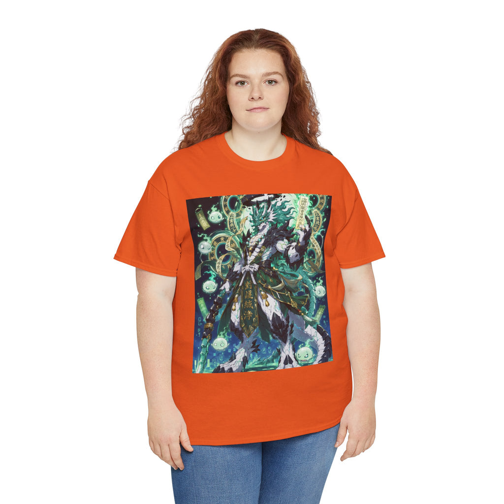 Mystic Forest Sorcerer T-Shirt | Fantasy Mage Illustration, Green Aura