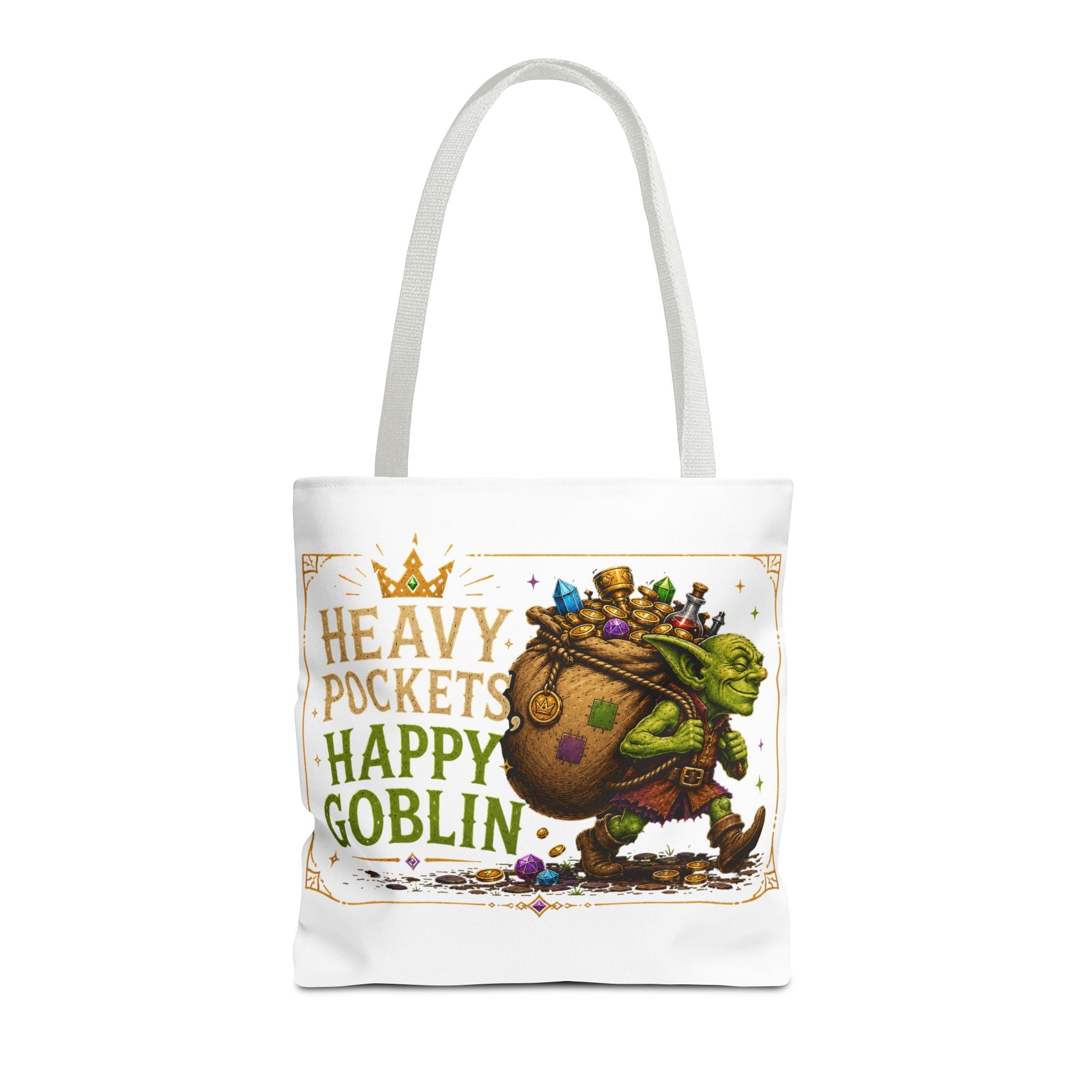 Heavy Pockets Happy Goblin Tote Bag — Fantasy Goblin Illustration Reusable Shopper