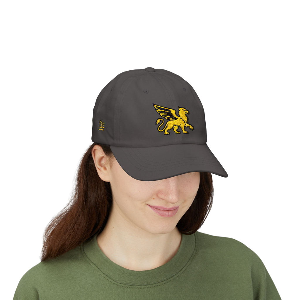 Golden Griffin Embroidered Cap | White Classic Dad Cap