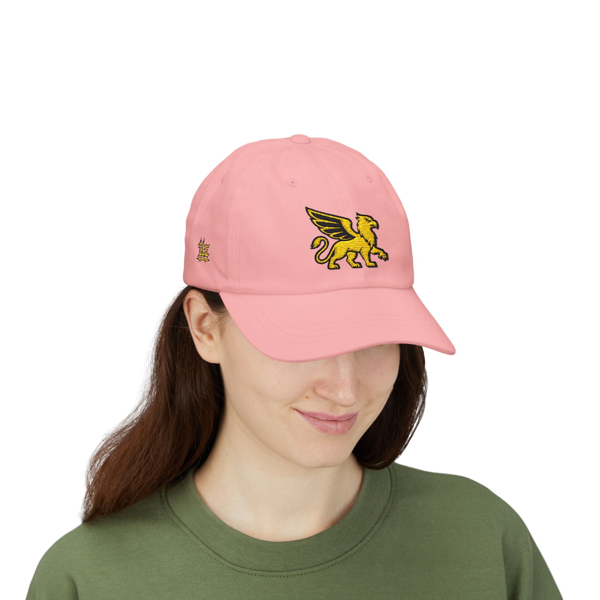 Golden Griffin Embroidered Cap | White Classic Dad Cap
