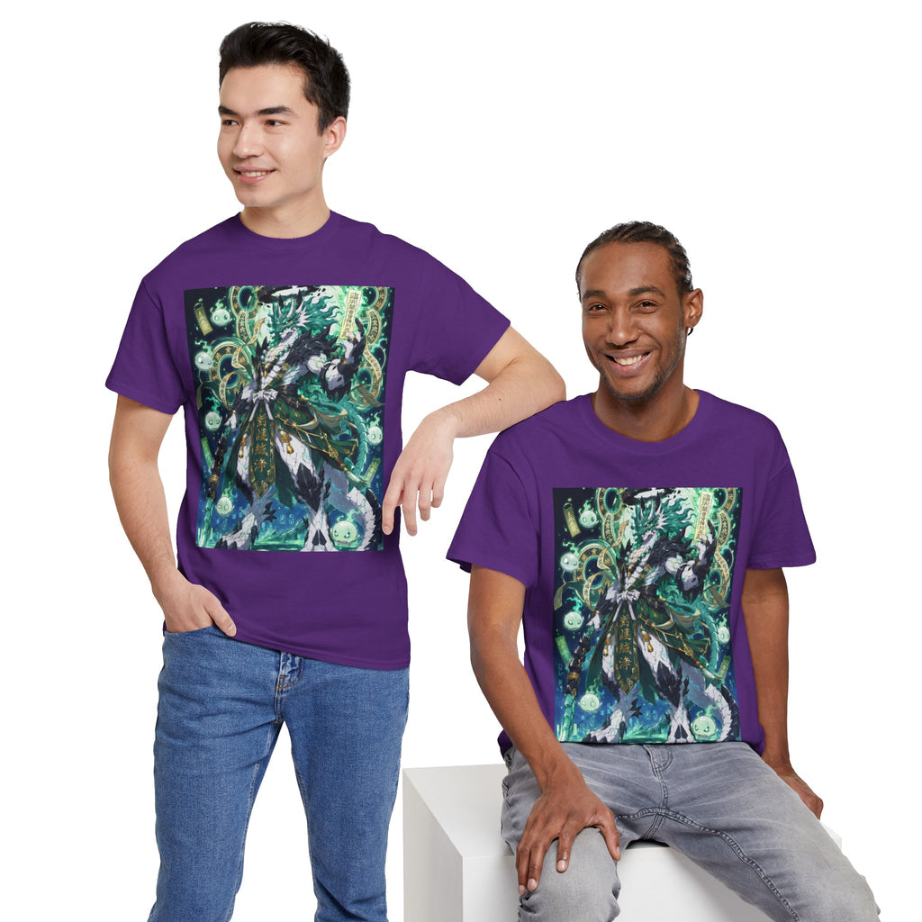 Mystic Forest Sorcerer T-Shirt | Fantasy Mage Illustration, Green Aura