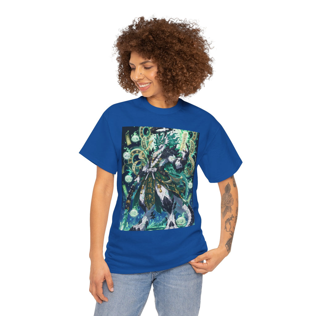 Mystic Forest Sorcerer T-Shirt | Fantasy Mage Illustration, Green Aura