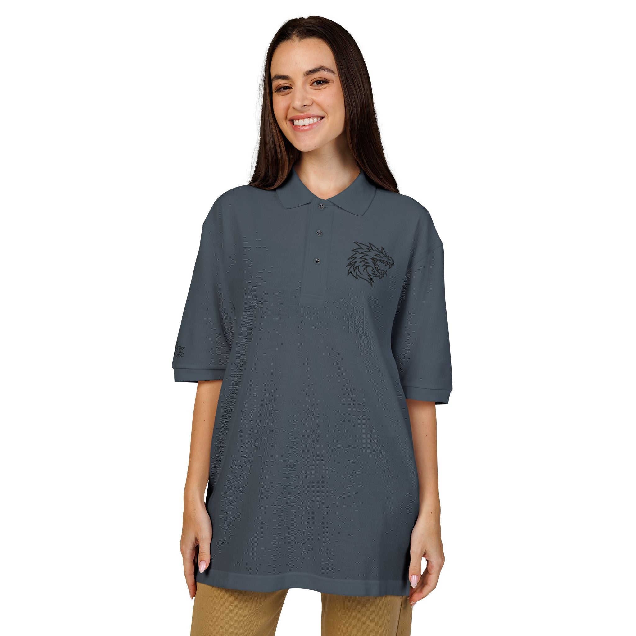 Embroidered Dragon Crest Polo Shirt — Men's Casual Golf & Workwear