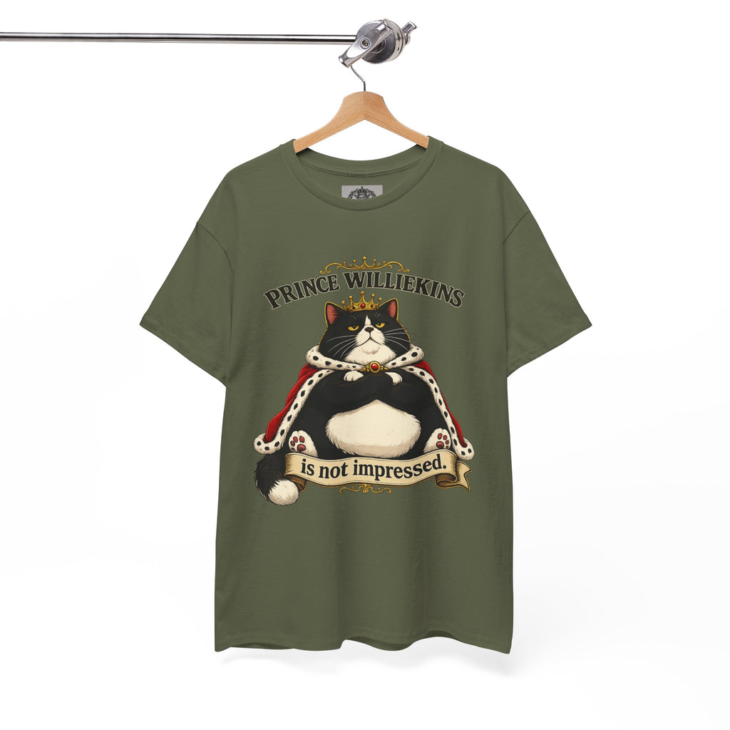 Cat T-Shirt — “Prince Williekins Is Not Impressed” Royal Cat Graphic Tee