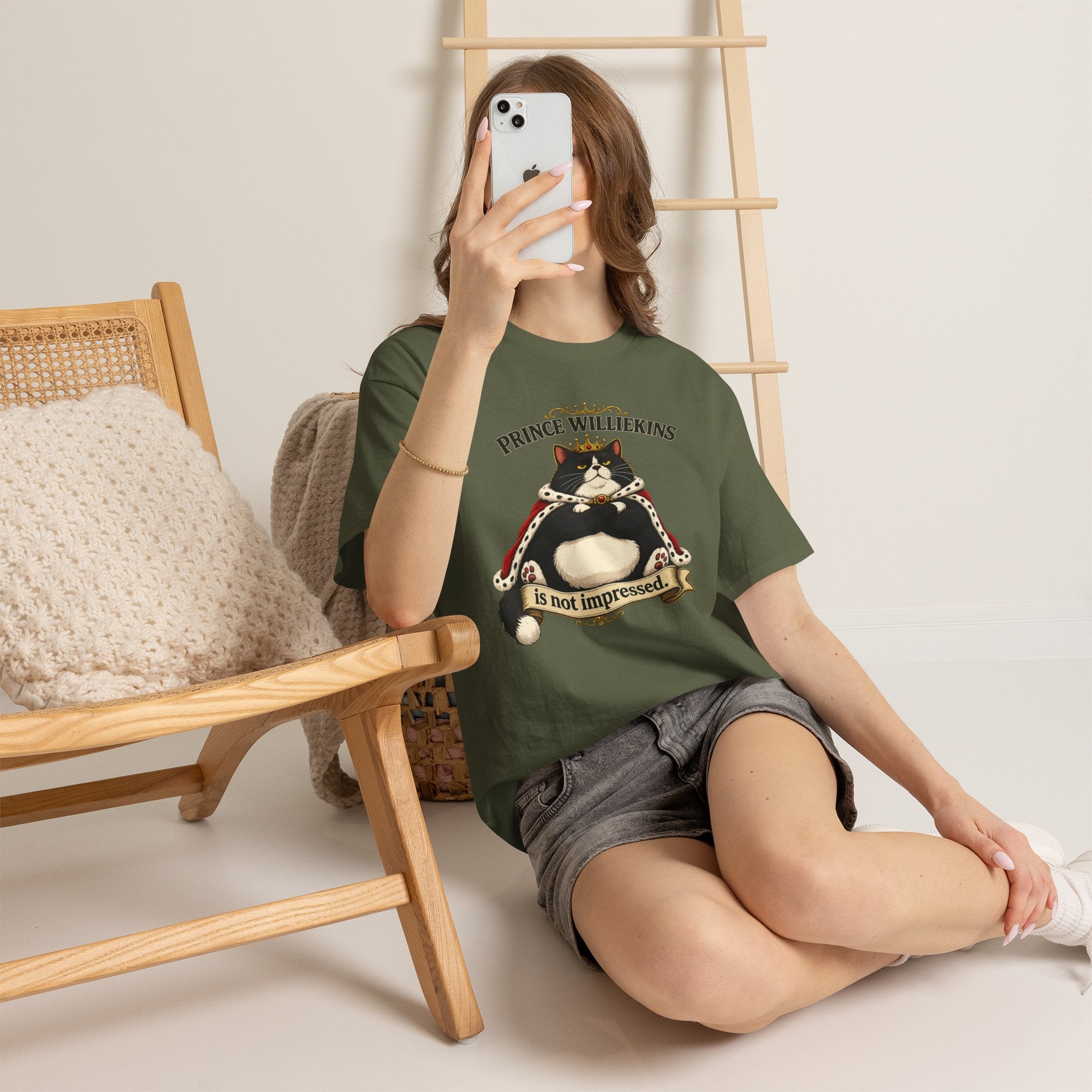 Cat T-Shirt — “Prince Williekins Is Not Impressed” Royal Cat Graphic Tee