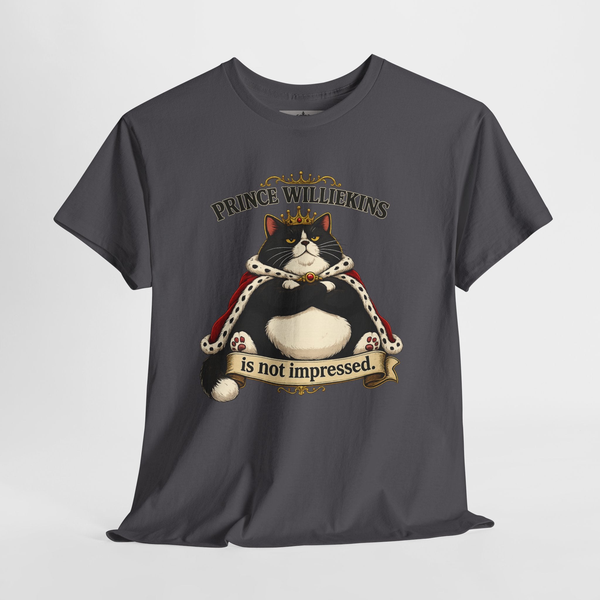 Cat T-Shirt — “Prince Williekins Is Not Impressed” Royal Cat Graphic Tee