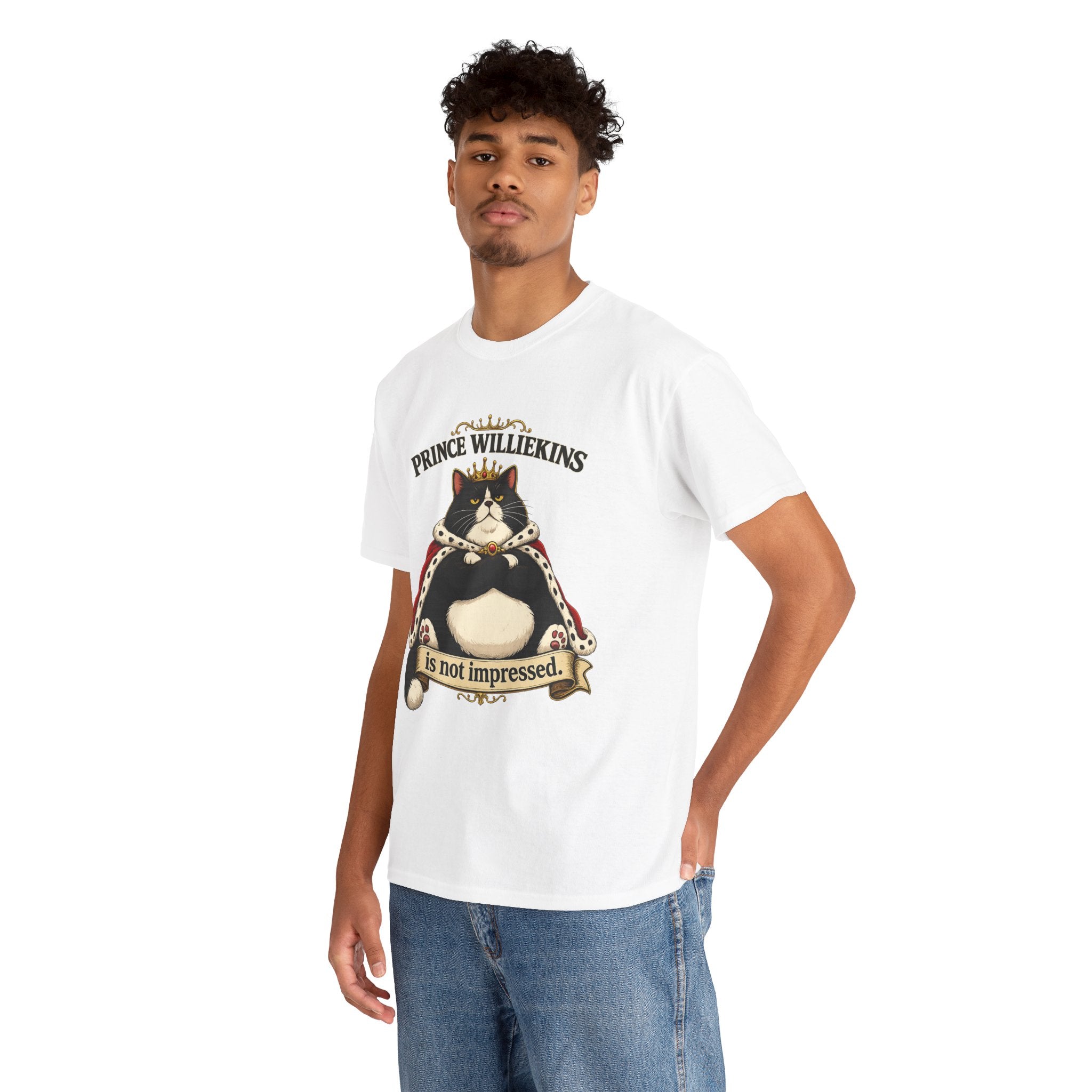 Cat T-Shirt — “Prince Williekins Is Not Impressed” Royal Cat Graphic Tee