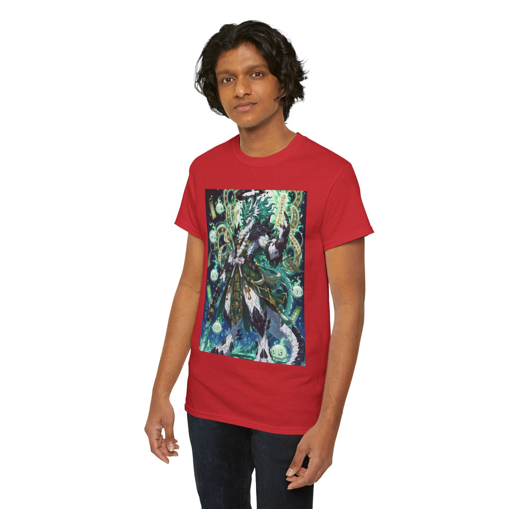 Mystic Forest Sorcerer T-Shirt | Fantasy Mage Illustration, Green Aura