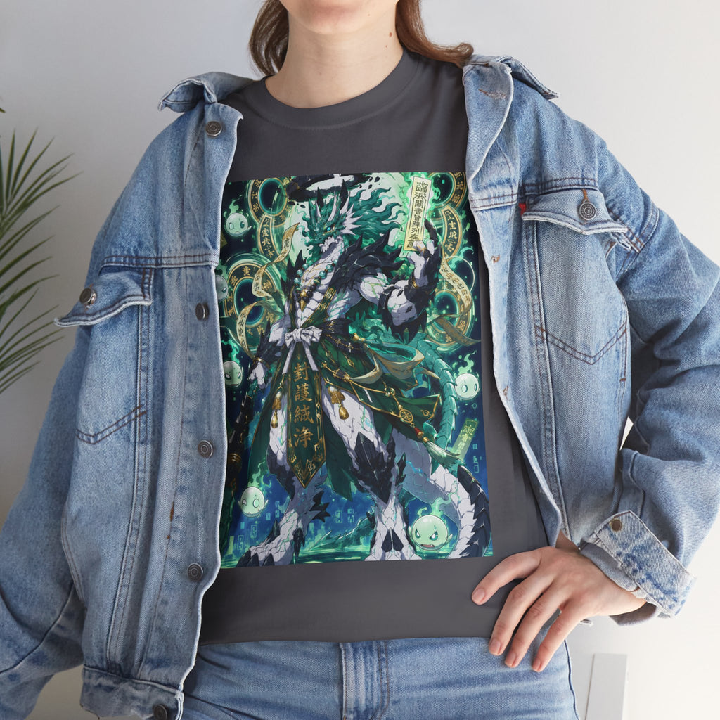 Mystic Forest Sorcerer T-Shirt | Fantasy Mage Illustration, Green Aura