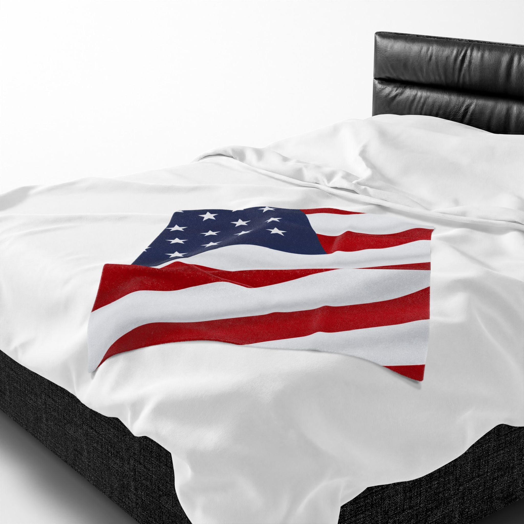 American Flag Velveteen Plush Blanket | USA Stars Stripes Throw