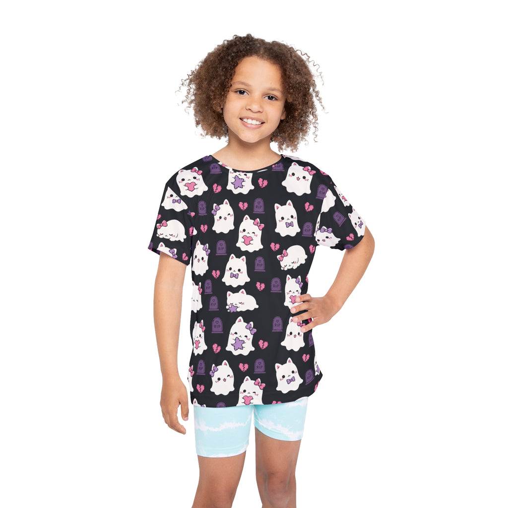 Kids Jersey — Cute Ghost Cat All-Over Print (Halloween)