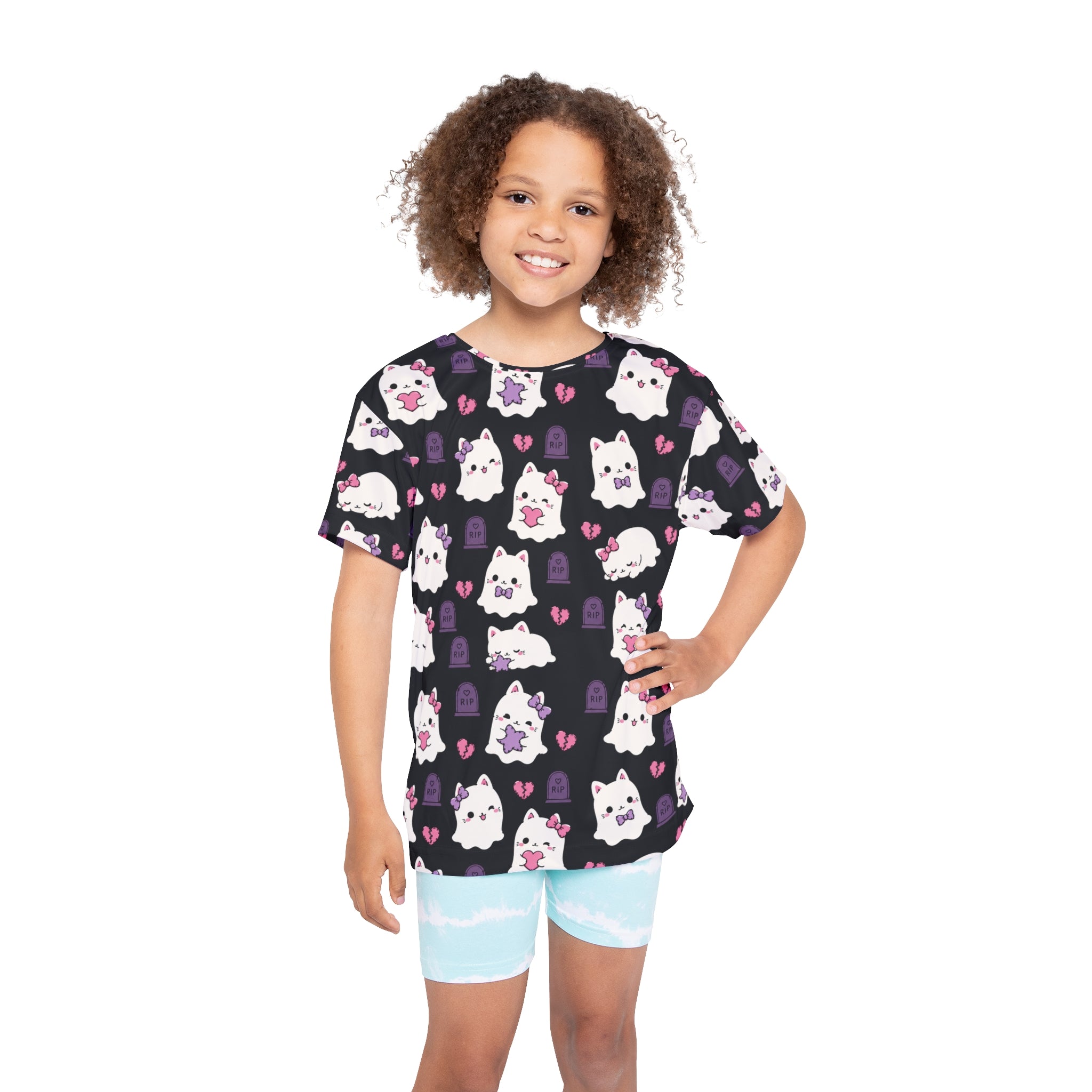 Kids Jersey — Cute Ghost Cat All-Over Print (Halloween)