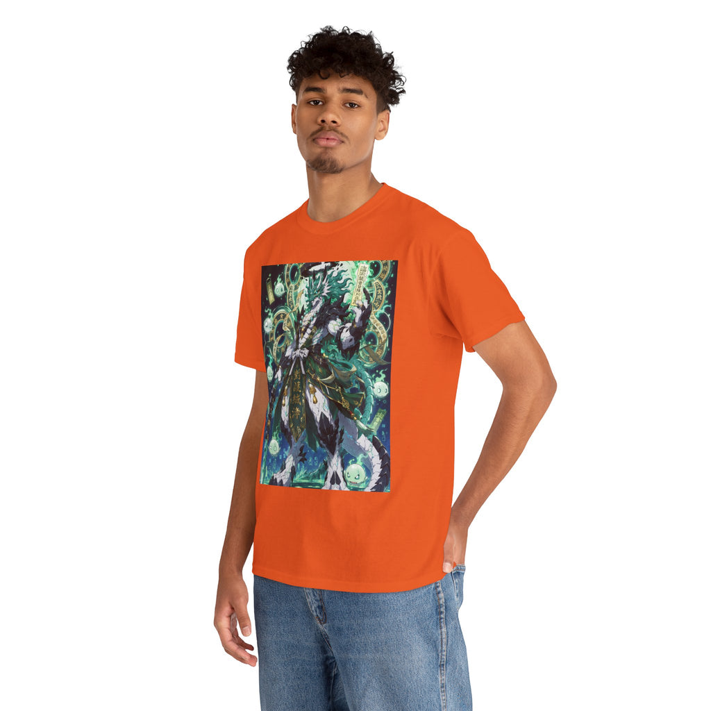 Mystic Forest Sorcerer T-Shirt | Fantasy Mage Illustration, Green Aura