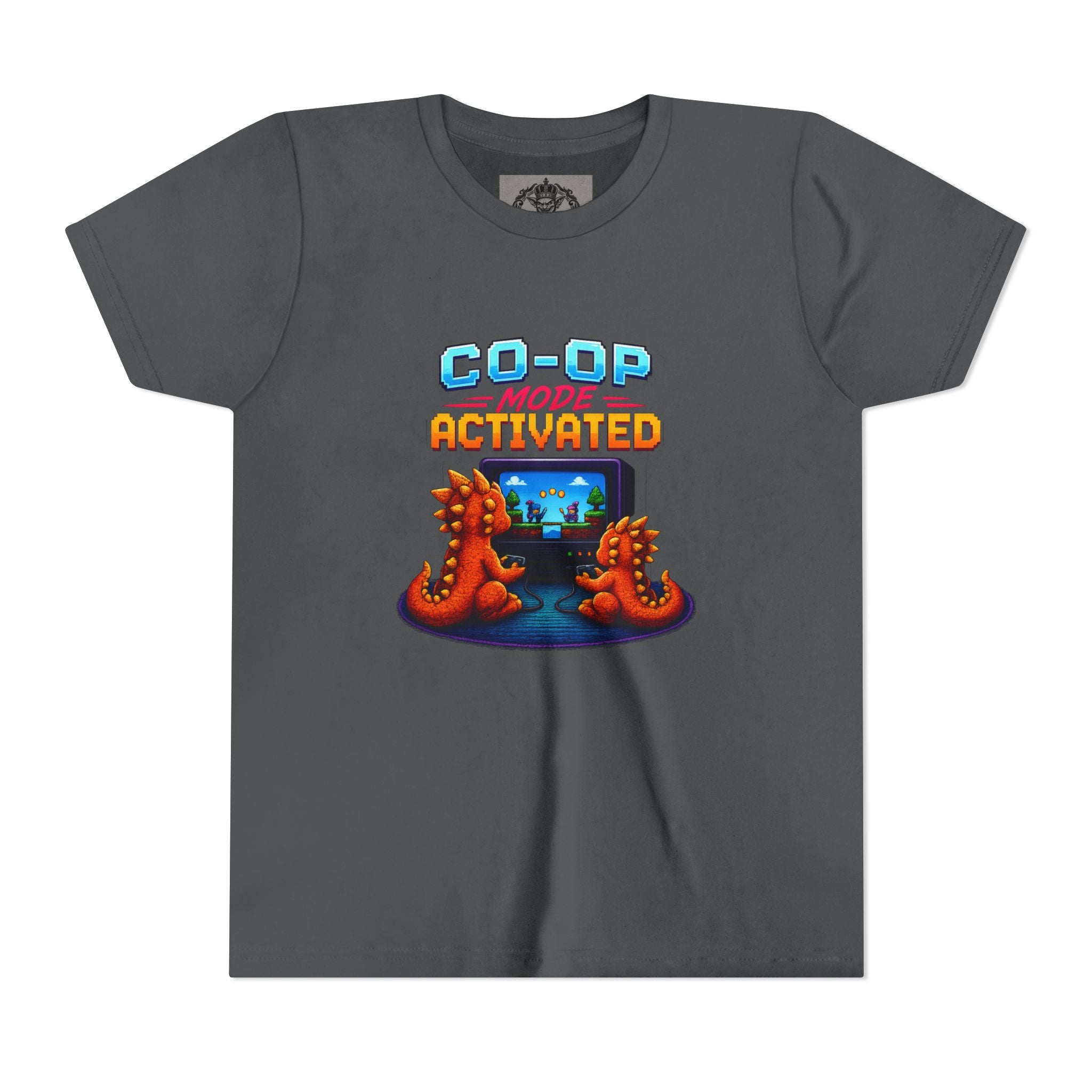 Co-Op Mode Activated Youth Tee | Gaming Dinosaur Kids Shirt | Retro Gamer Youth Shirt