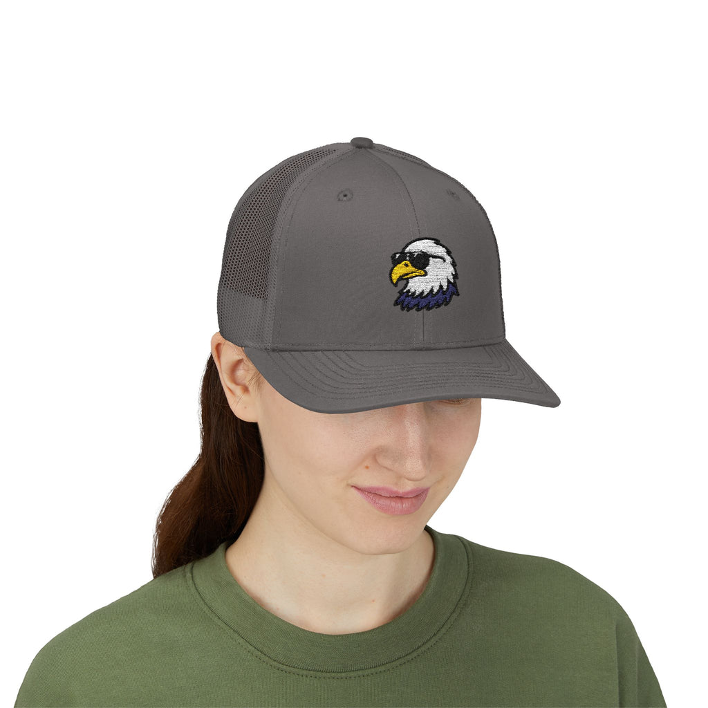 Eagle Head Embroidered Snapback Trucker Cap — Patriotic Mesh Baseball Hat