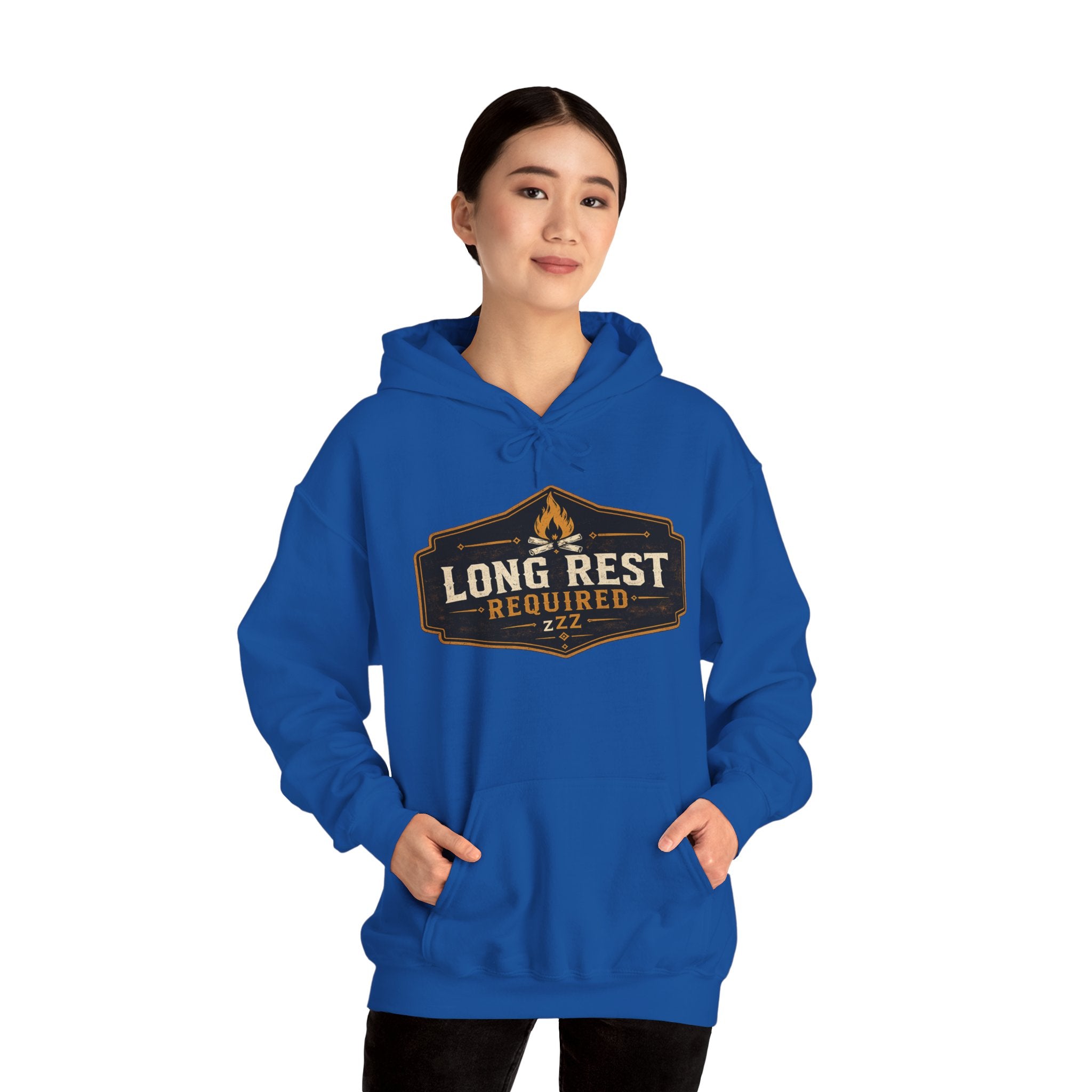 Long Rest Required Hoodie — Camping Campfire Graphic Pullover