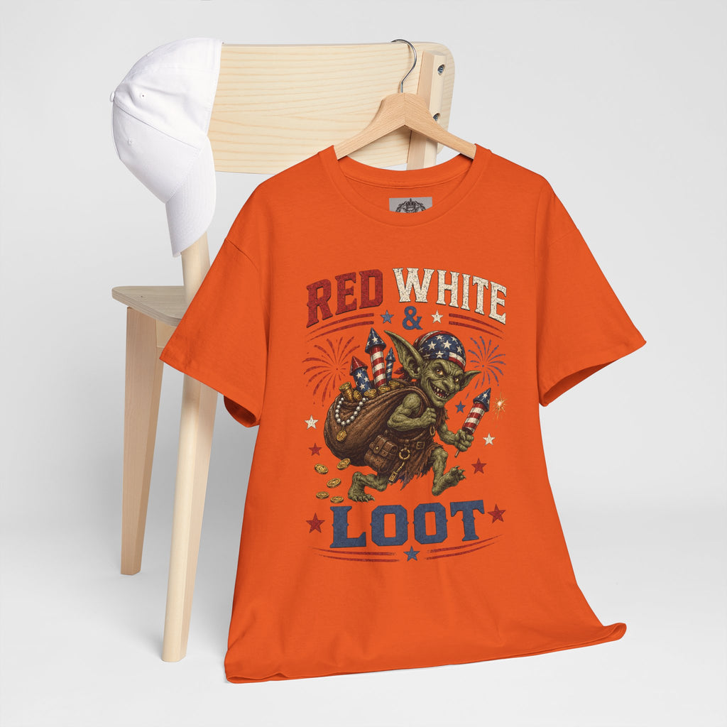 Red White & Loot Goblin Illustration Tee | Patriotic Fourth of July Shirt