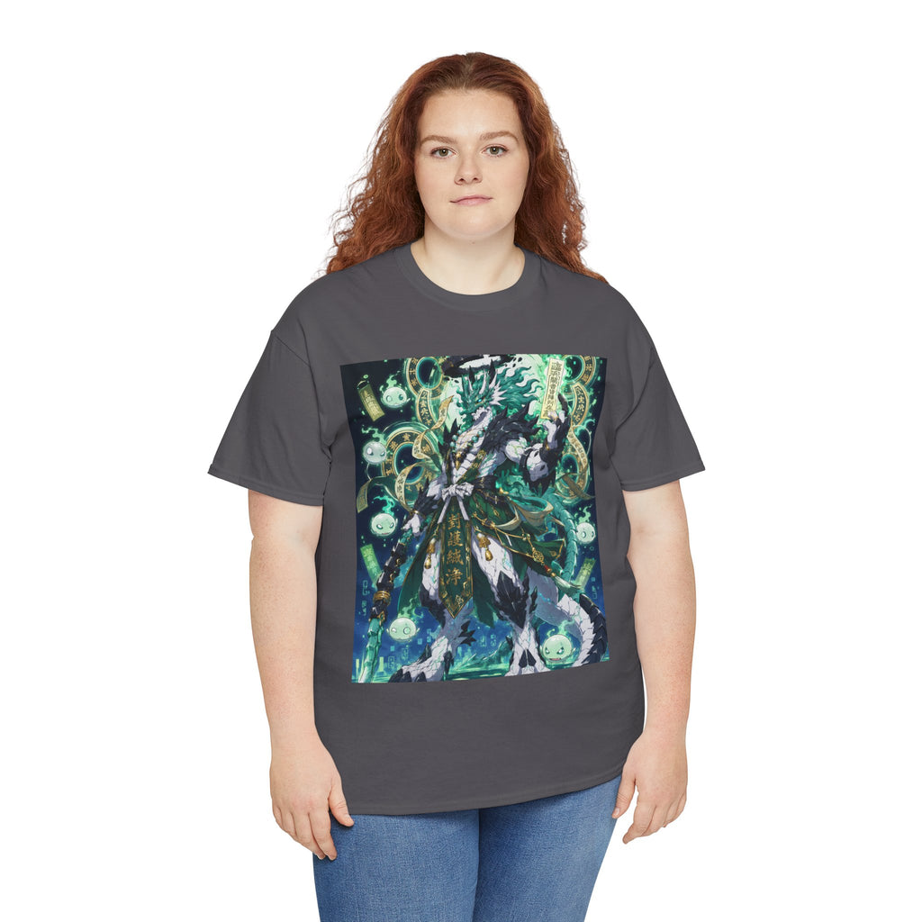 Mystic Forest Sorcerer T-Shirt | Fantasy Mage Illustration, Green Aura