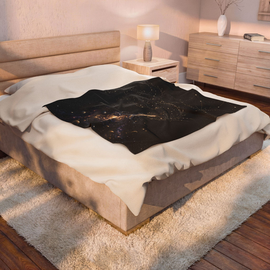 Galaxy Dragon Plush Blanket — Starry Constellation Velveteen Throw