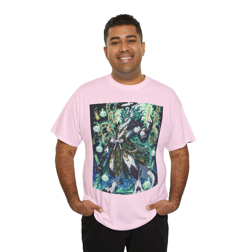 Mystic Forest Sorcerer T-Shirt | Fantasy Mage Illustration, Green Aura