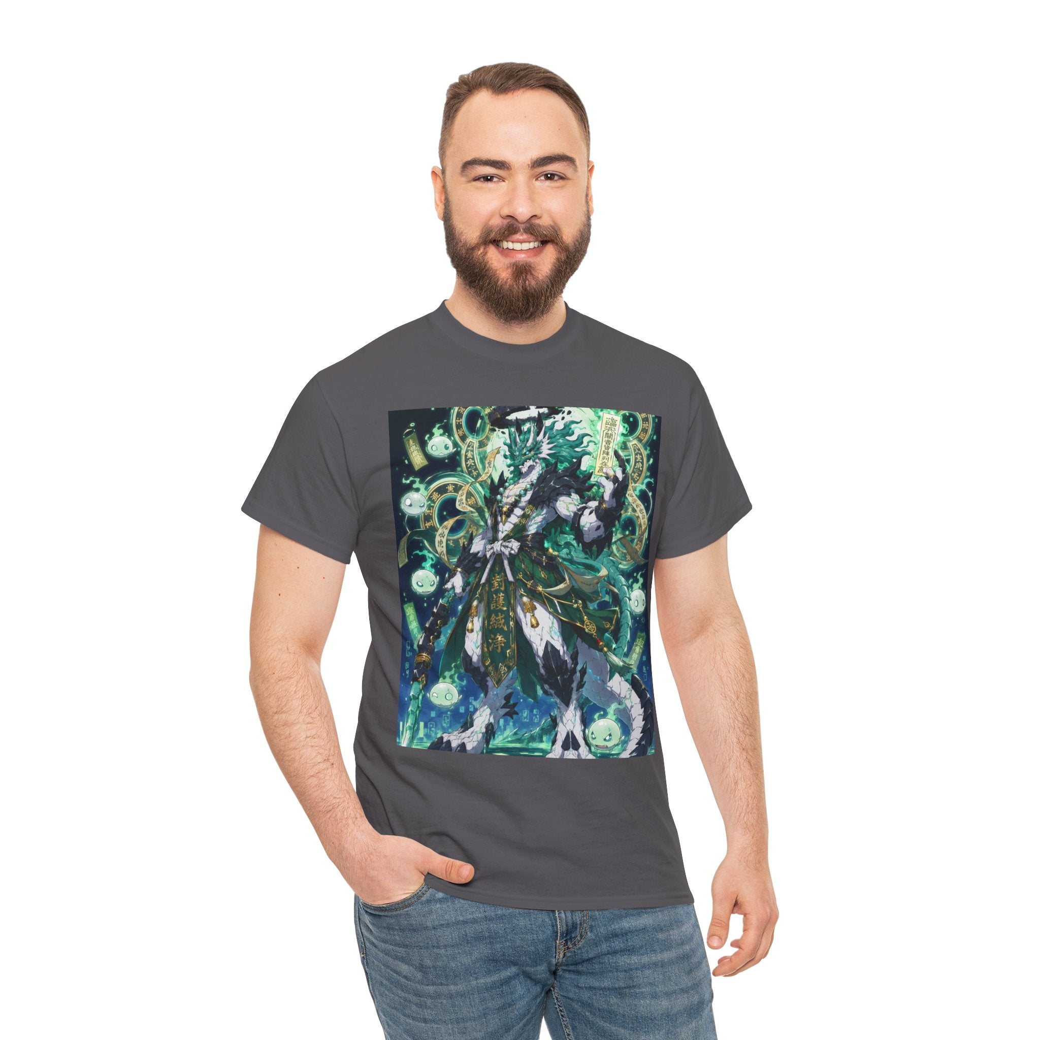 Mystic Forest Sorcerer T-Shirt | Fantasy Mage Illustration, Green Aura