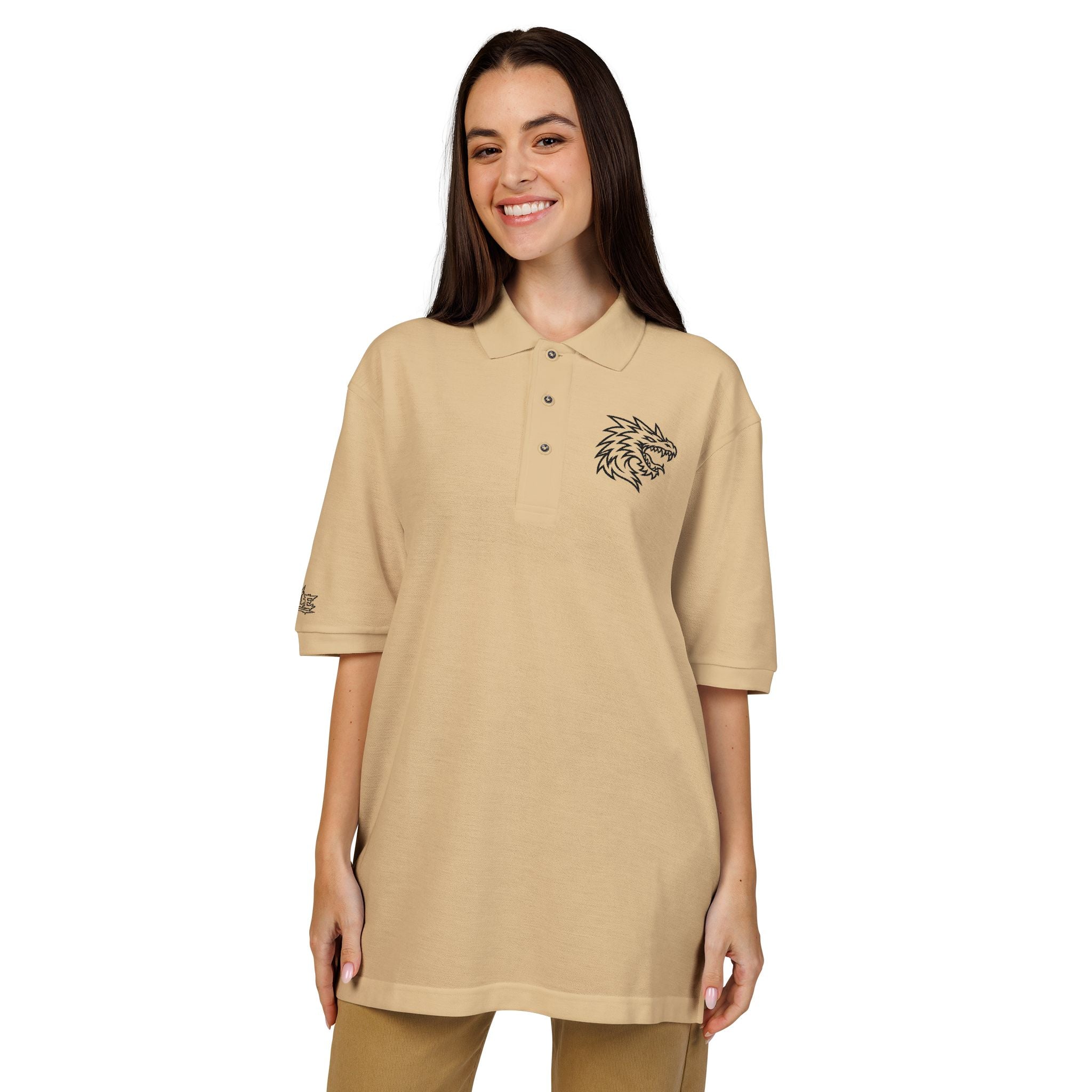 Embroidered Dragon Crest Polo Shirt — Men's Casual Golf & Workwear