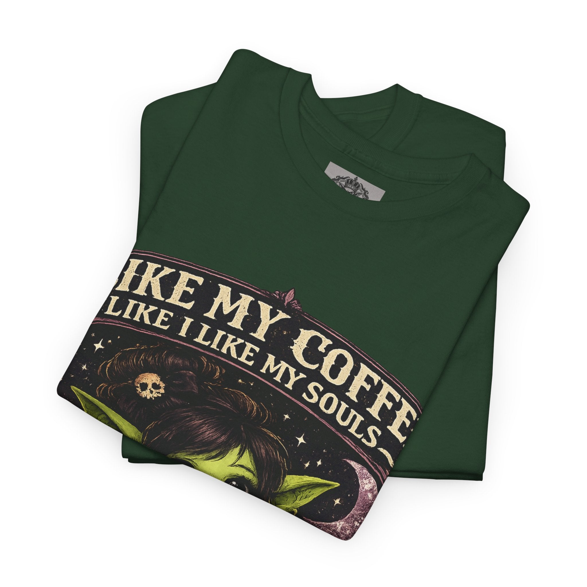 Like My Coffee Tee — "Like My Coffee Like I Like My Souls: Dark and Consumed Daily" Gothic Graphic T-Shirt