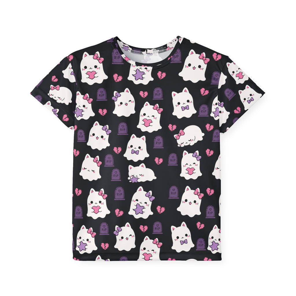 Kids Jersey — Cute Ghost Cat All-Over Print (Halloween)
