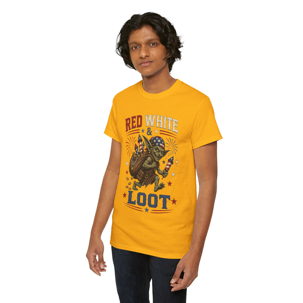 Red White & Loot Goblin Illustration Tee | Patriotic Fourth of July Shirt
