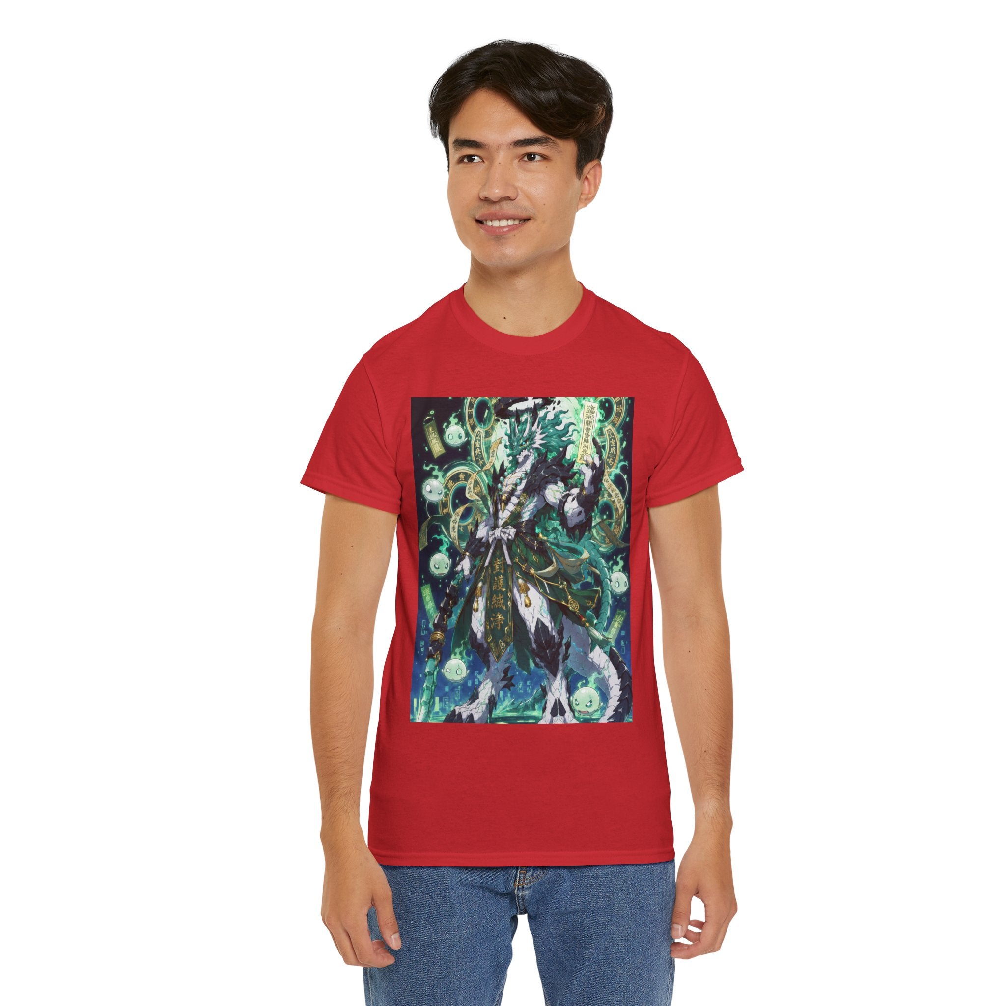 Mystic Forest Sorcerer T-Shirt | Fantasy Mage Illustration, Green Aura