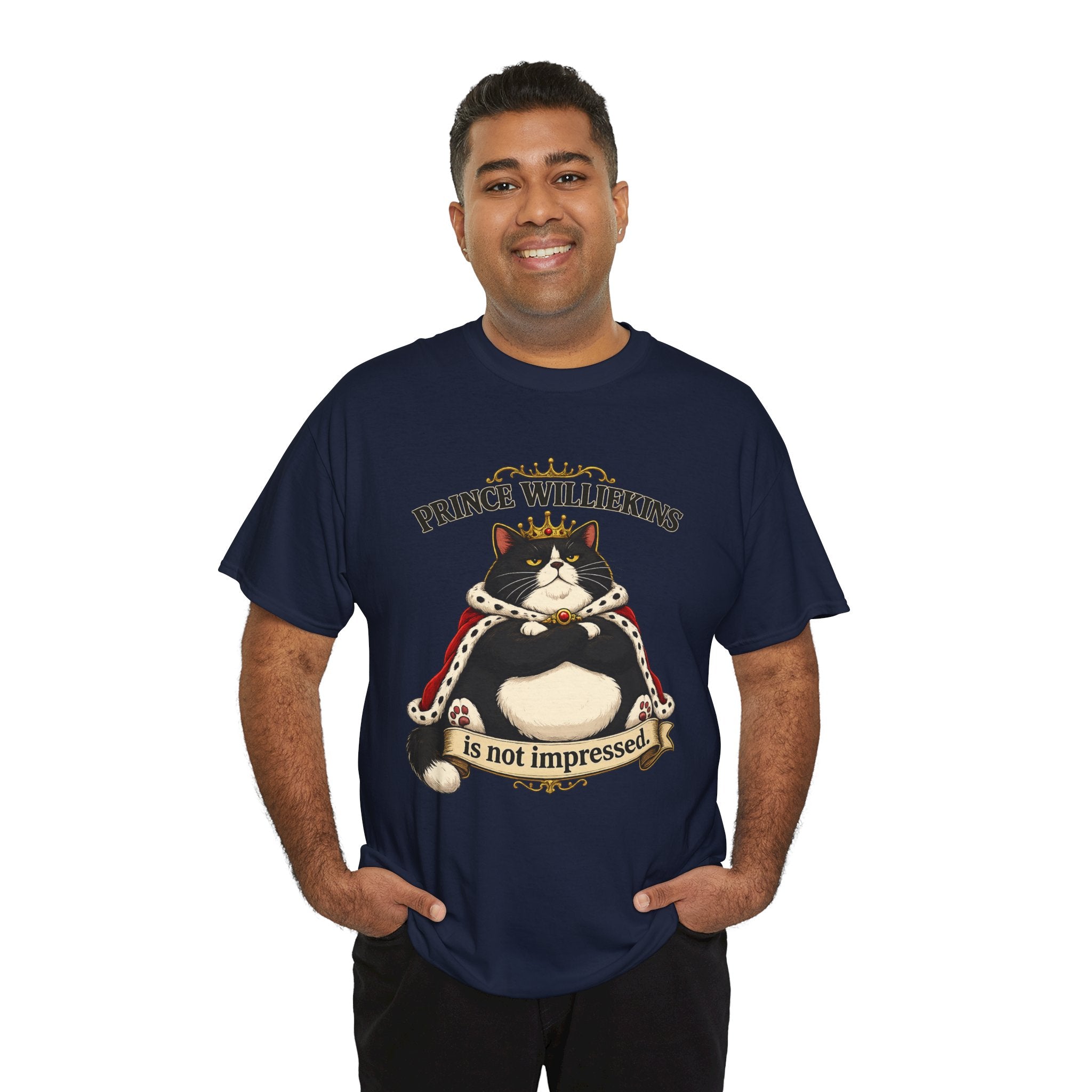 Cat T-Shirt — “Prince Williekins Is Not Impressed” Royal Cat Graphic Tee