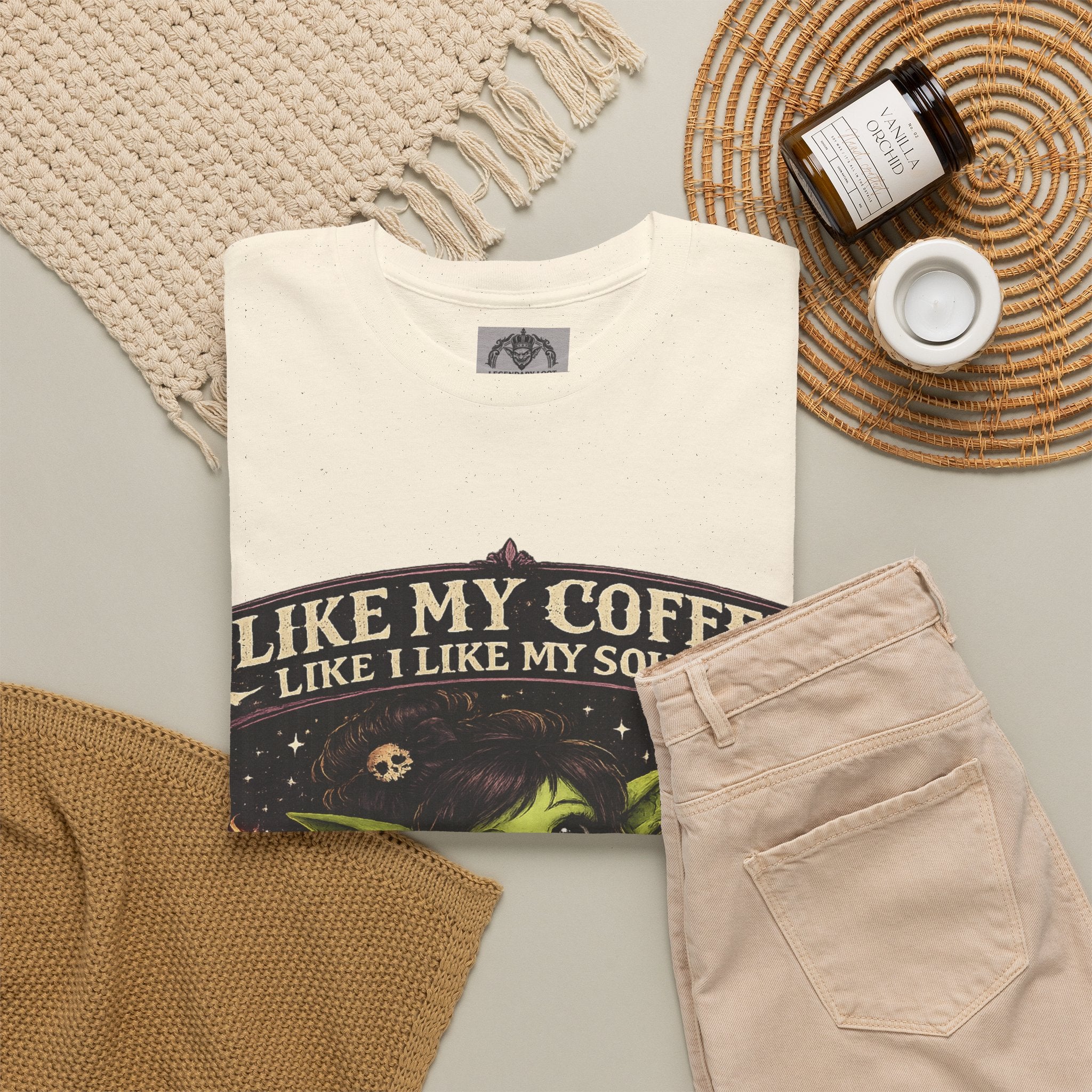 Like My Coffee Tee — "Like My Coffee Like I Like My Souls: Dark and Consumed Daily" Gothic Graphic T-Shirt