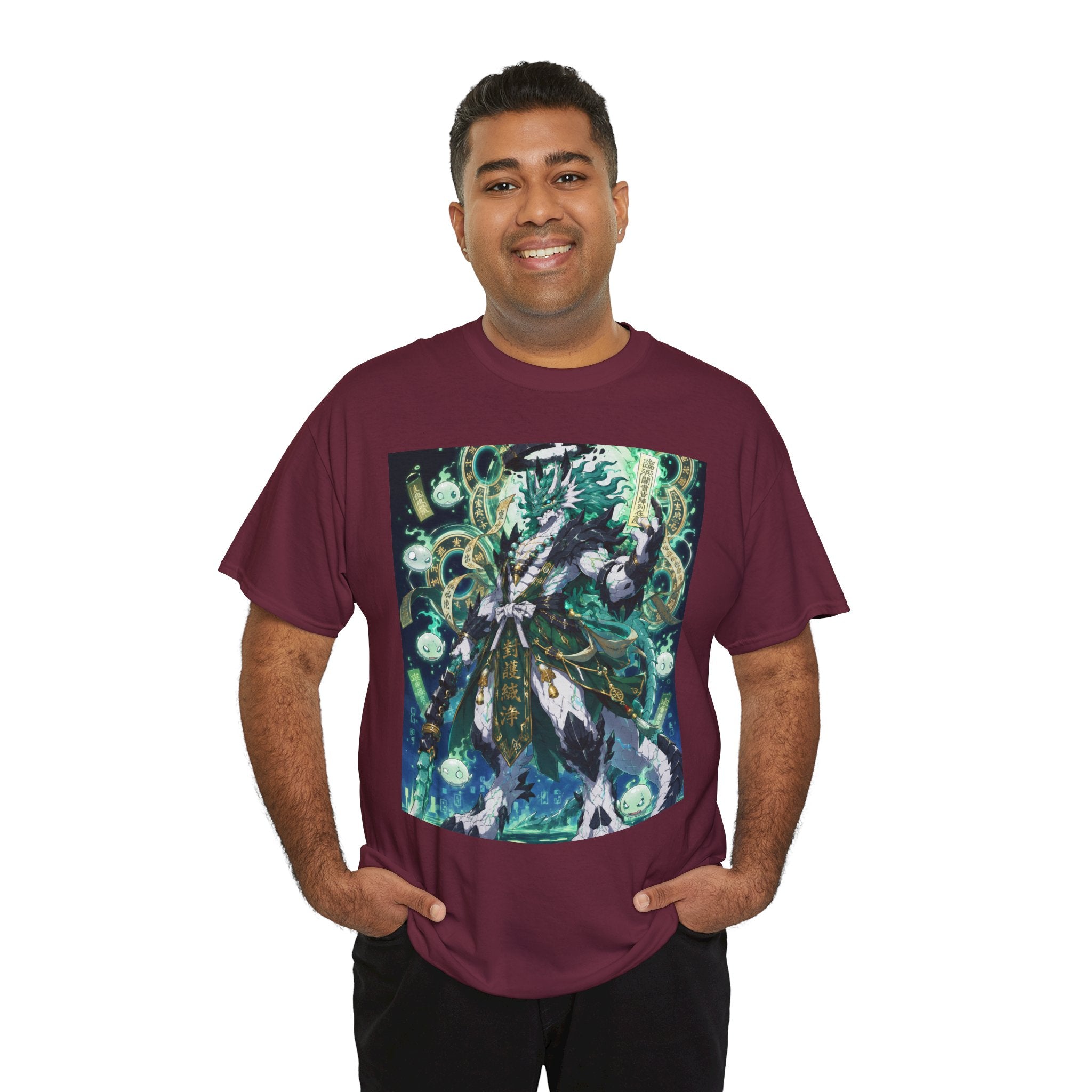Mystic Forest Sorcerer T-Shirt | Fantasy Mage Illustration, Green Aura