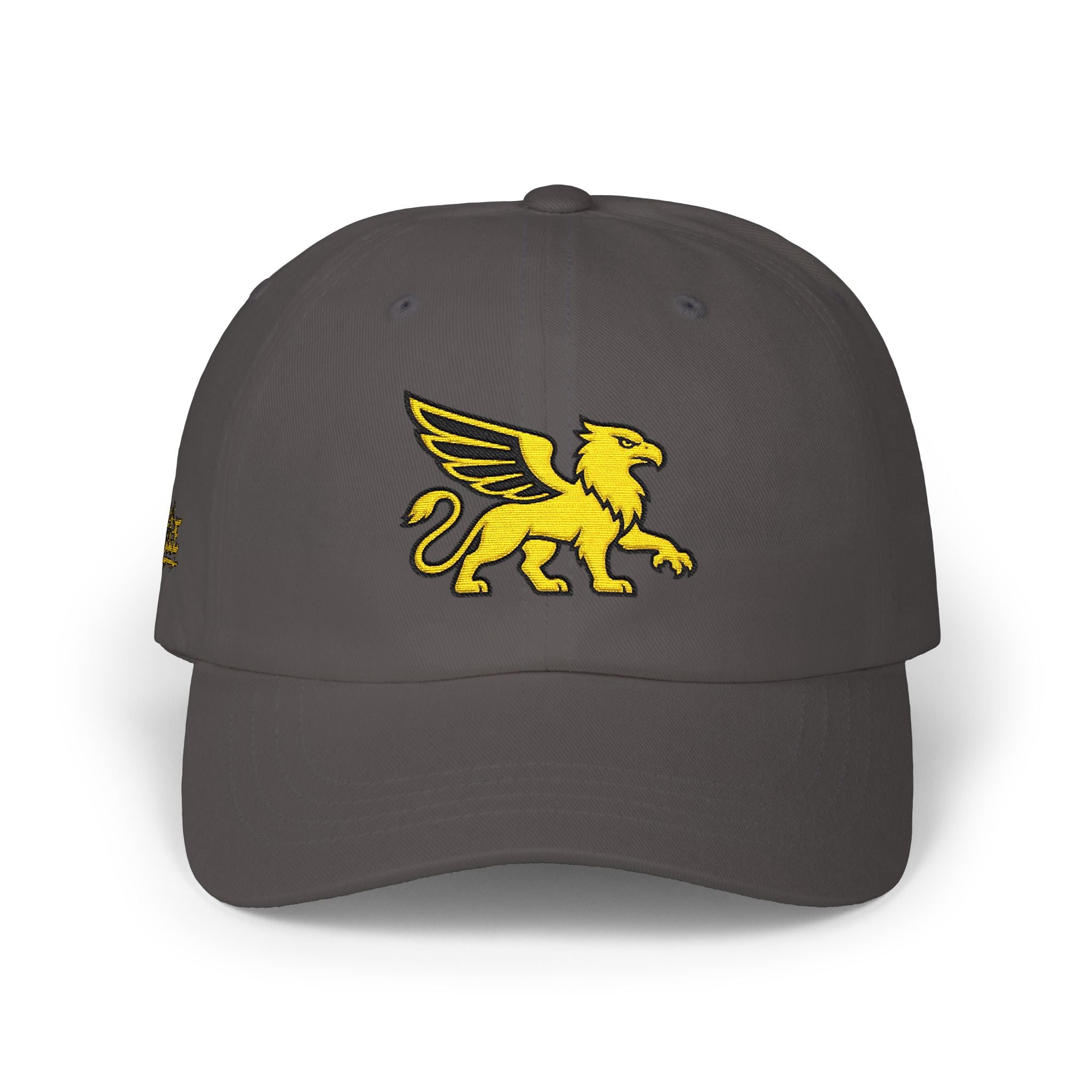 Golden Griffin Embroidered Cap | White Classic Dad Cap