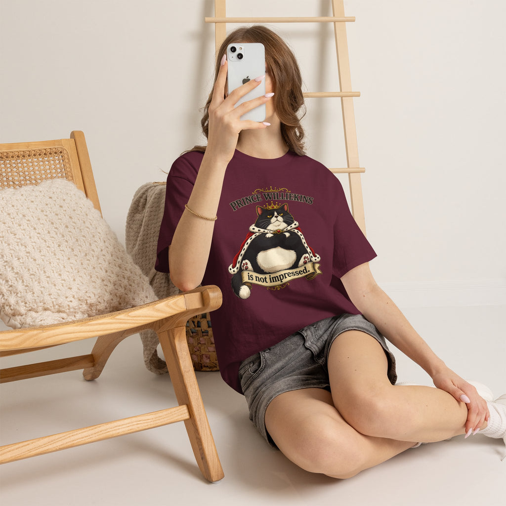 Cat T-Shirt — “Prince Williekins Is Not Impressed” Royal Cat Graphic Tee
