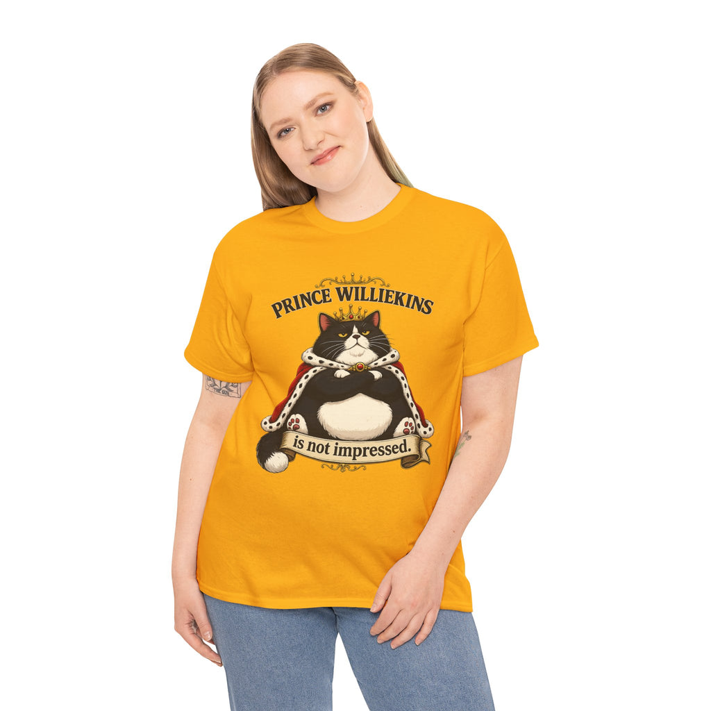 Cat T-Shirt — “Prince Williekins Is Not Impressed” Royal Cat Graphic Tee