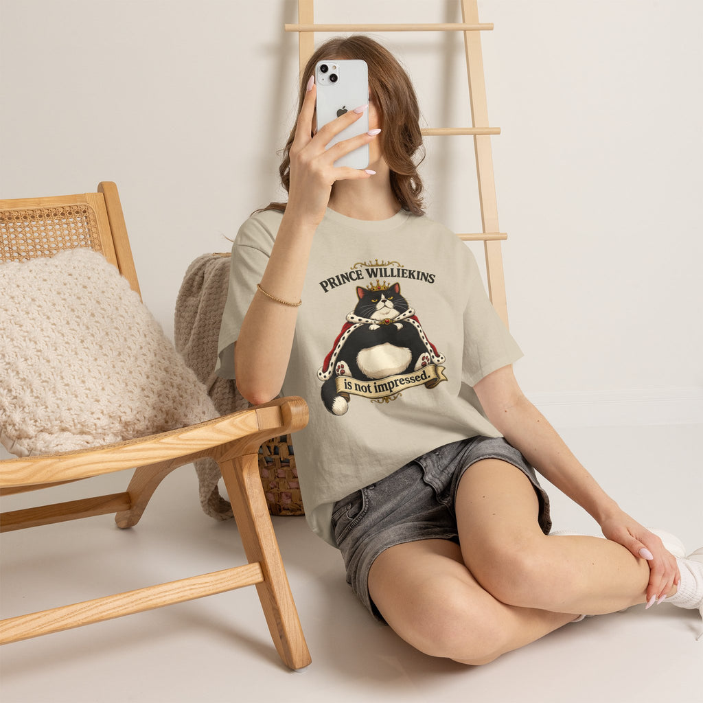 Cat T-Shirt — “Prince Williekins Is Not Impressed” Royal Cat Graphic Tee