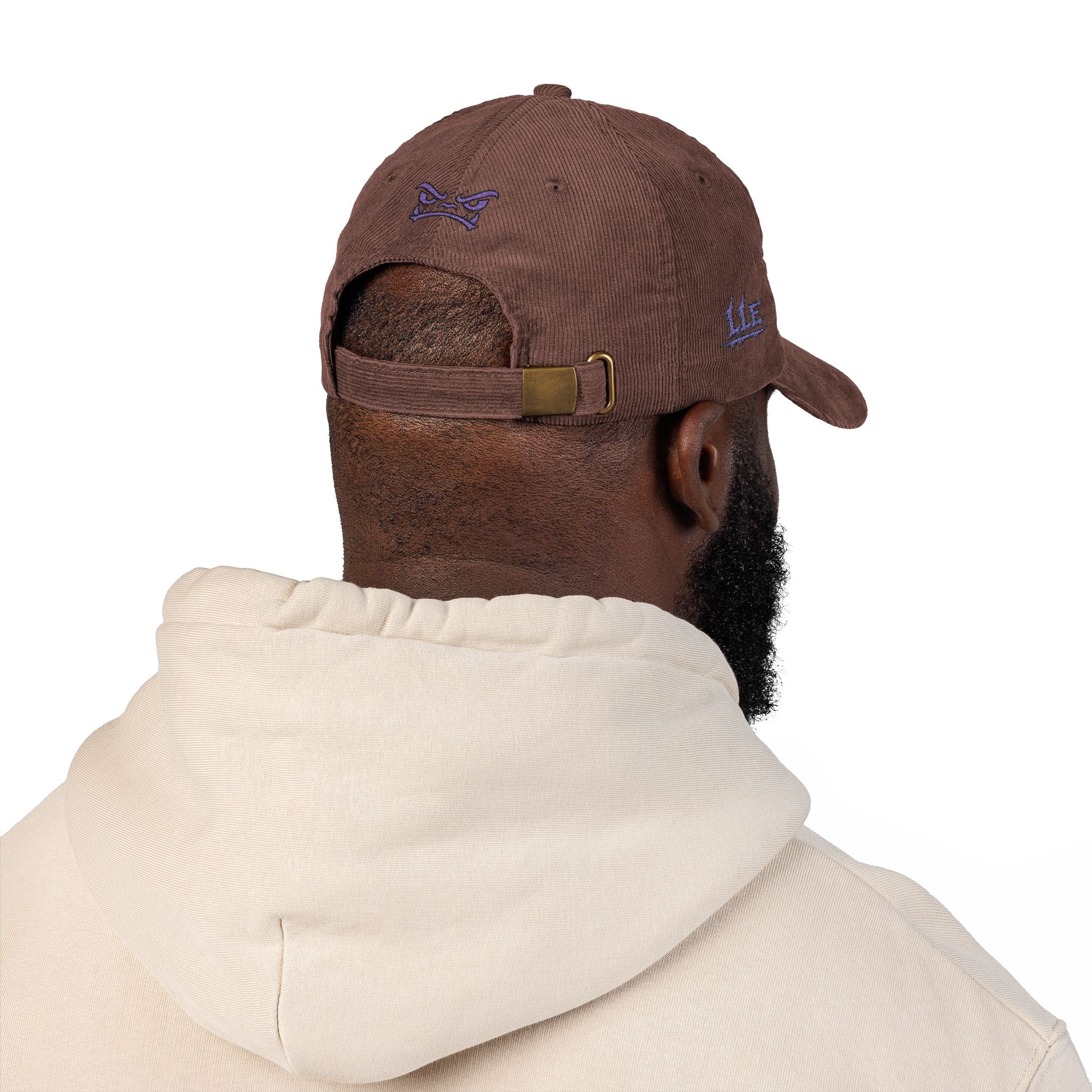 Vintage Corduroy Baseball Cap — Embroidered Purple Dino Skull