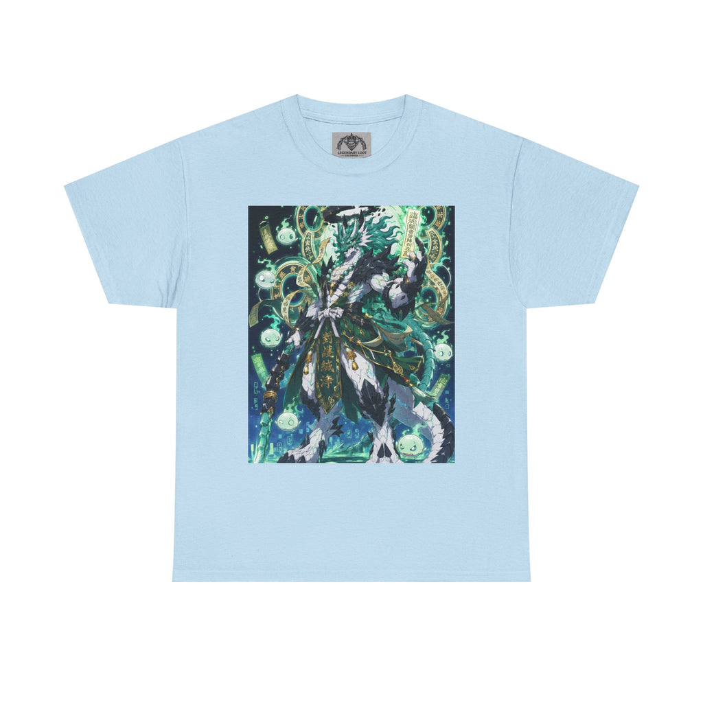 Mystic Forest Sorcerer T-Shirt | Fantasy Mage Illustration, Green Aura