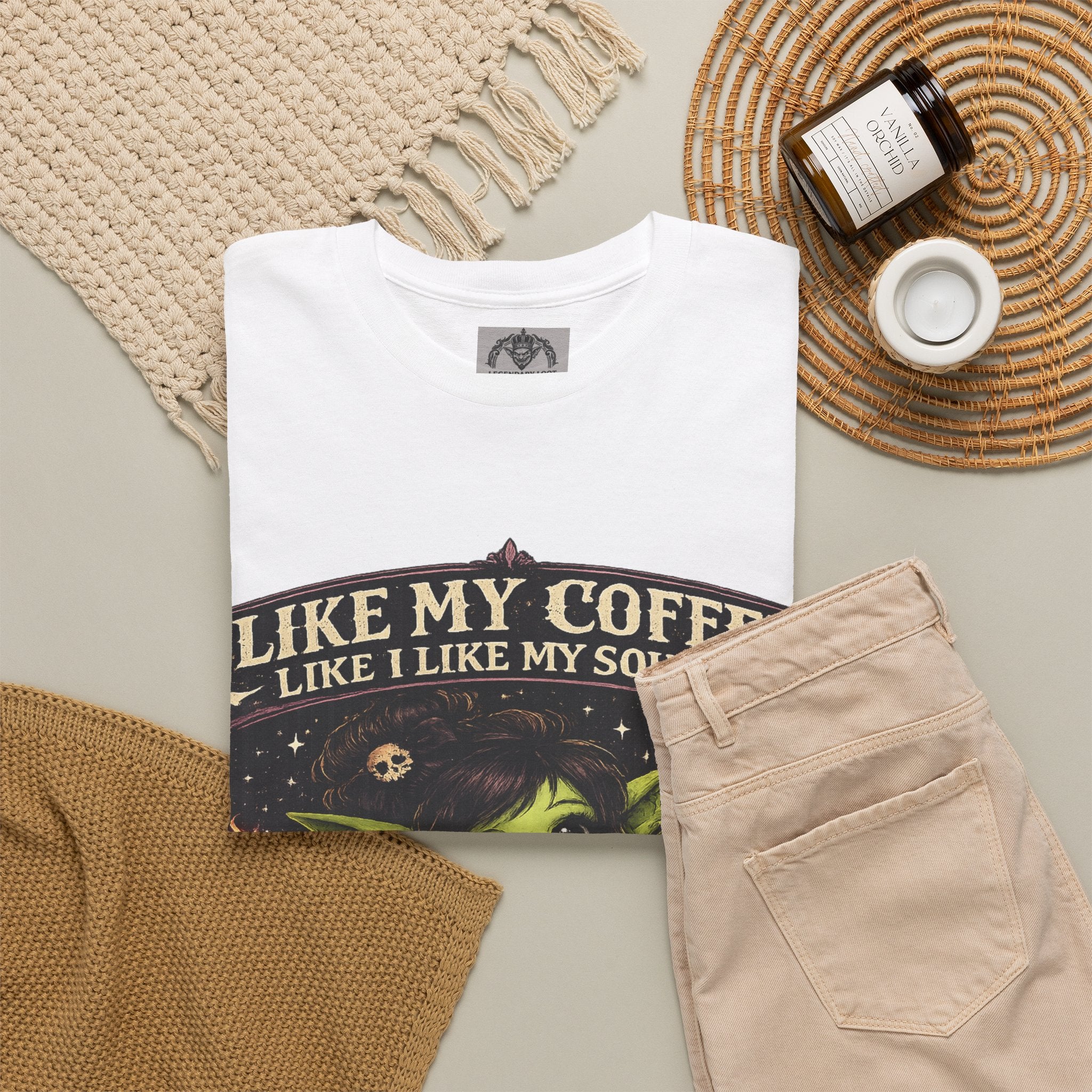 Like My Coffee Tee — "Like My Coffee Like I Like My Souls: Dark and Consumed Daily" Gothic Graphic T-Shirt