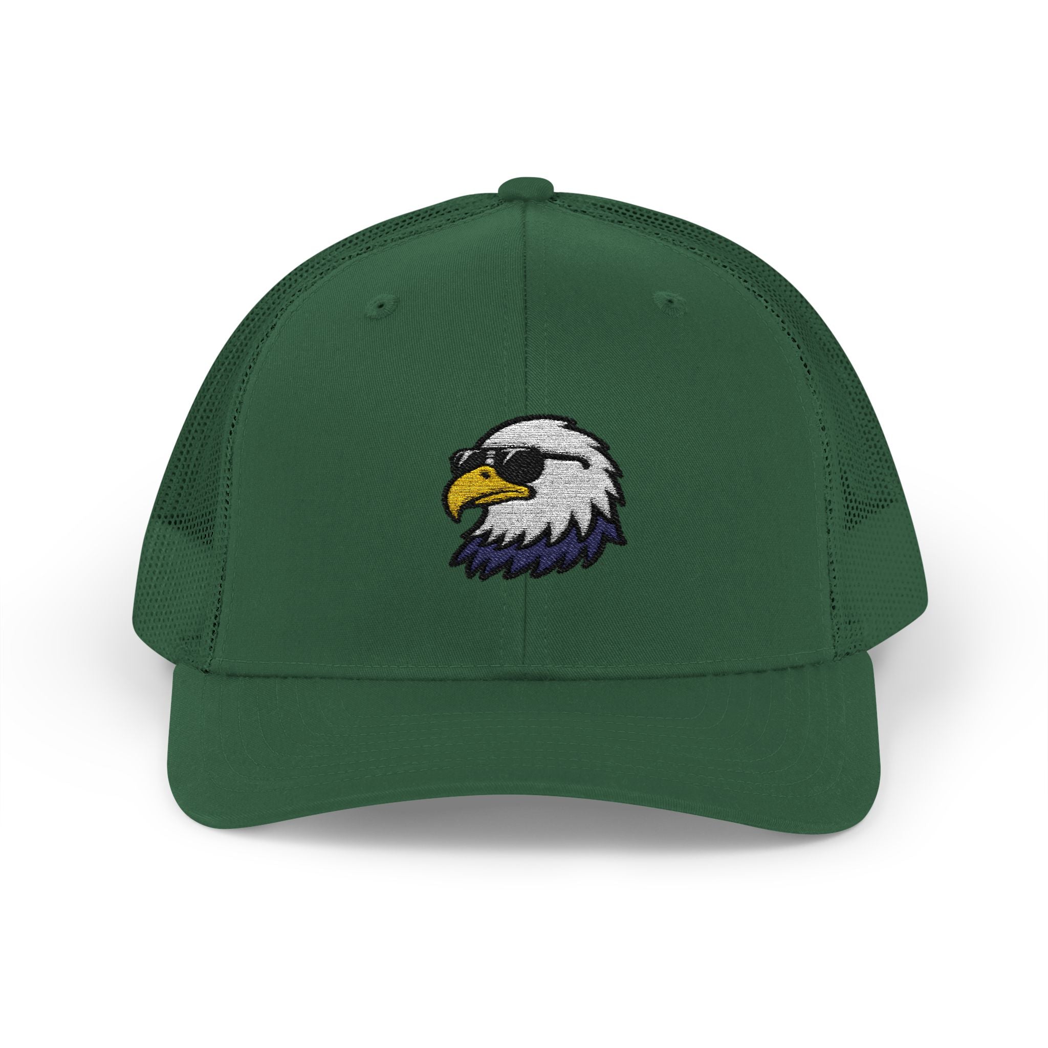 Eagle Head Embroidered Snapback Trucker Cap — Patriotic Mesh Baseball Hat