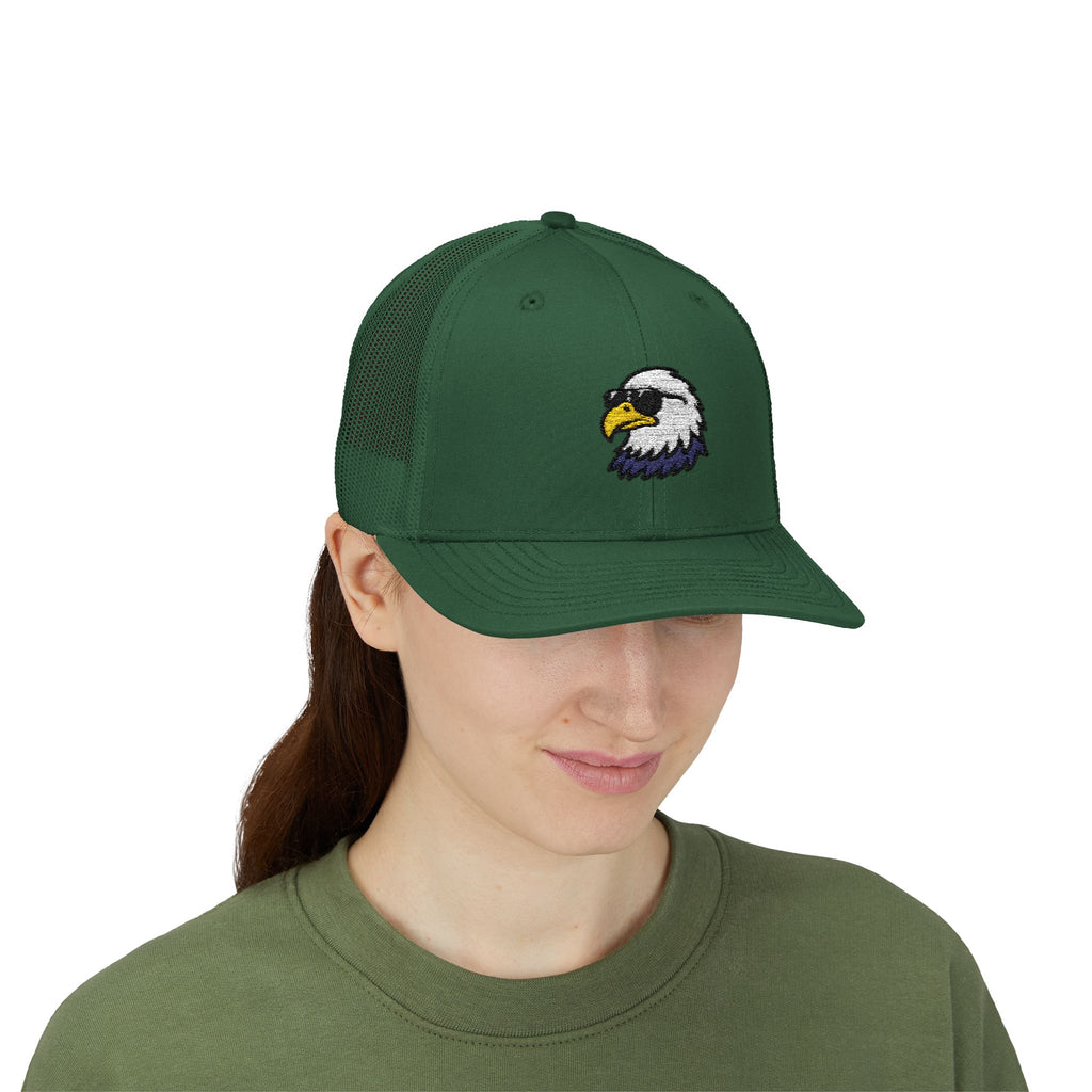 Eagle Head Embroidered Snapback Trucker Cap — Patriotic Mesh Baseball Hat