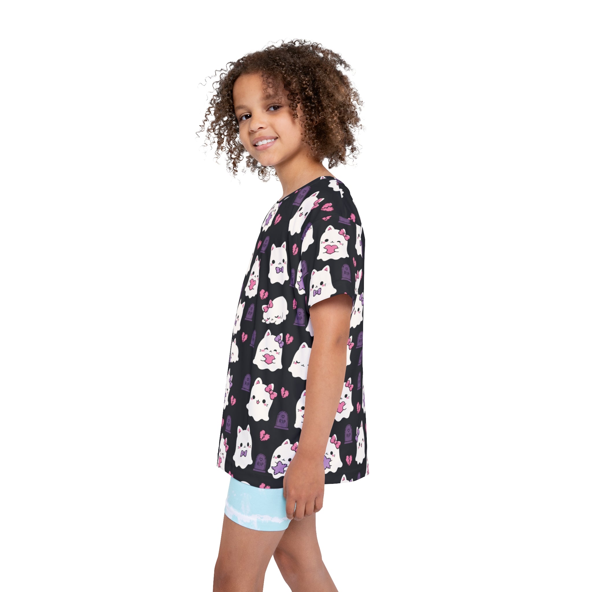 Kids Jersey — Cute Ghost Cat All-Over Print (Halloween)