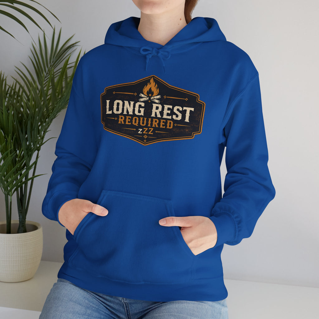Long Rest Required Hoodie — Camping Campfire Graphic Pullover